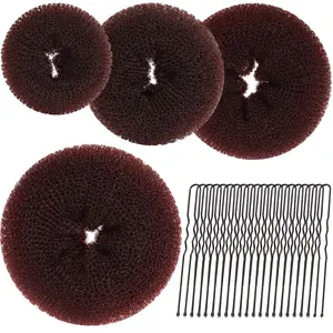 Hair Bun Maker for  Girls - 4 count Brown Ballet Buns in 4 Sizes, Hair Donuts