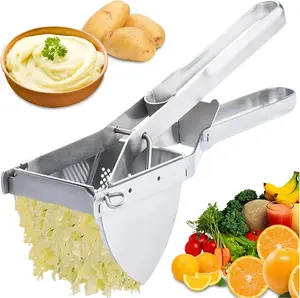Heavy Duty Commercial Stainless Steel Potato Ricer Masher, Extra Large Capacity Bowl, Ergonomic Non-Slip Comfort Grip, Dishwasher Safe Kitchen Tool