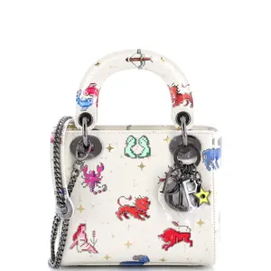 Pre-owned Dior Leather Shoulder Bags Christian Lady Bag Limited Edition Pixel Zodiac Printed Calfskin Mini by Rebag