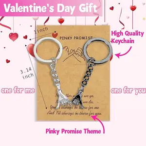 Pinky Promise Matching Keychains for Couples, Valentines Day Anniversary Galentines Gifts for Him Her Boyfriend Girlfriend