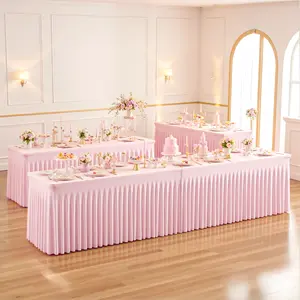 Mother's Day Spandex Table Cloth Fitted Elastic 4 Pack Table Covers for Rectangle Tables Holiday Parties Christmas Events Birthdays Banquet Decor