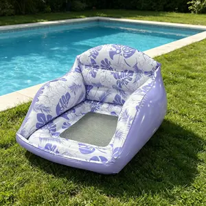 Adult Large Inflatable Water Sofa, Tropical Style Float Chair with Cup Holder, Pool Toy, Outdoor Use, 3-In-1 Inflatable Lounge, Pool Float Chairs, Pool Float Lounger, Pool Floats Lounger