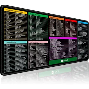 Excel Cheat Sheet Desk Pad, 31.5 x 15.7in, Extended Large Gaming Mouse Pad, Big XXL Computer Keyboard Shortcuts Keys Mat for Desktop, Office Spreadsheet Desk Mats for Keyboard and Laptop, Black