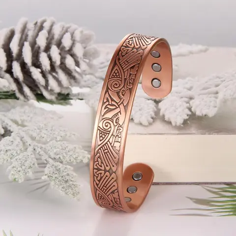 Vintage Style Magnetic Copper Bracelet, Elegant for Men, Fashion Jewelry for Party, Daily Clothing Decor, Cuff Bangles Bracelets, Fashionable Bracelet