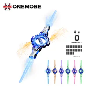 DKD Rotating Blade Spark Lightsaber Toy for Kids 6+, Dual Flame Spark Design, RGB Colorful Lights, Sound Effects, USB Rechargeable, Party Prop Gift