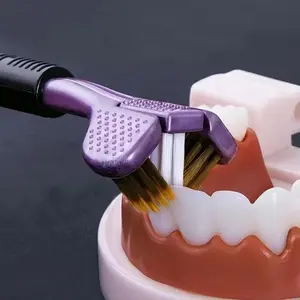 10-Piece Three-Sided Deep Clean Toothbrush Set, Three-Sided Gentle Oral Care Toothbrush, Gold Volcanic Bristles and Soft Grip - For Adult Oral Comfort