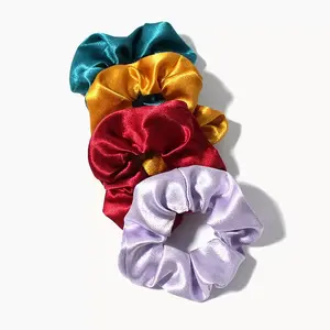 (Random Color) SOEYRKKE Female Fiber Scrunchies Set - Fashionable Hair Accessories, Elastic Tie Band, Soft Satin No-Damage Ponytail Holders Hair Rubber Bands Tie Up Back Hair Soft Fluffy Hair Bows