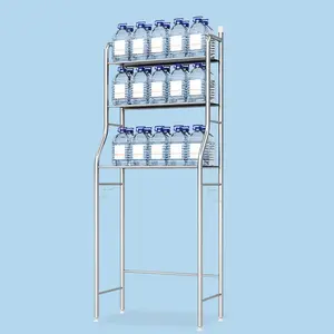 Space-Saving  Waterproof, Durable Bathroom Organizer, 3-Tier Over Toilet Storage Rack with Removable Towel Hooks & Toilet Paper Holder – Freestanding Shelf for Bathroom, Restroom, Laundry – Stainless Steel Bathroom Organizer