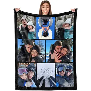 Custom Blanket with Picture Girlfriend Boyfriend Gifts Customized Fleece Photo Blanket Personalized Blankets for Couples Birthday Christmas Blankets Gifts for Husband Wife