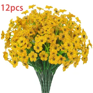 Outdoor Artificial Violet Flowers 12 Pack, Artificial Flowers for Outside, Fade Resistant Fake Silk Flowers, Realistic Plastic Plants for Garden Decor, Porch Planter, Window Box