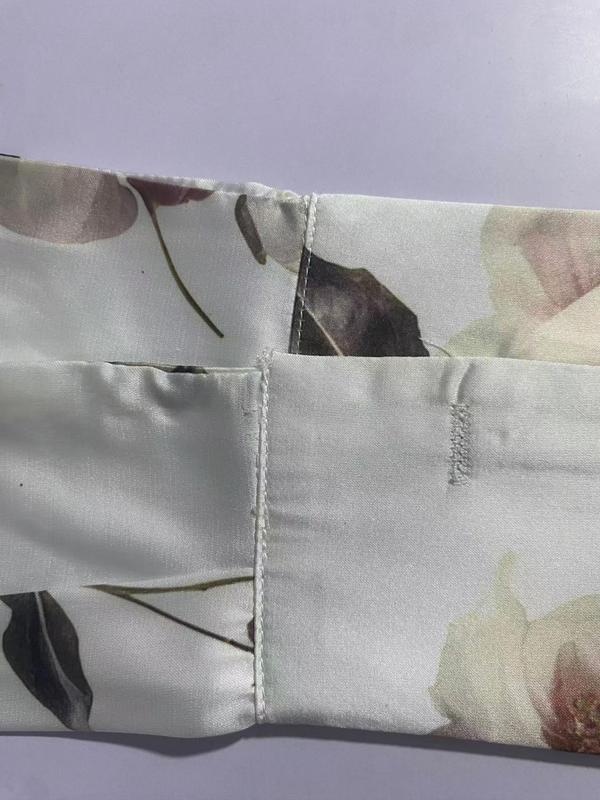 Women's Floral Print Satin Button Up Blouse, Elegant Long Sleeve Button Closure Top for Work Office Business, Ladies Clothes for All Seasons, Shirts