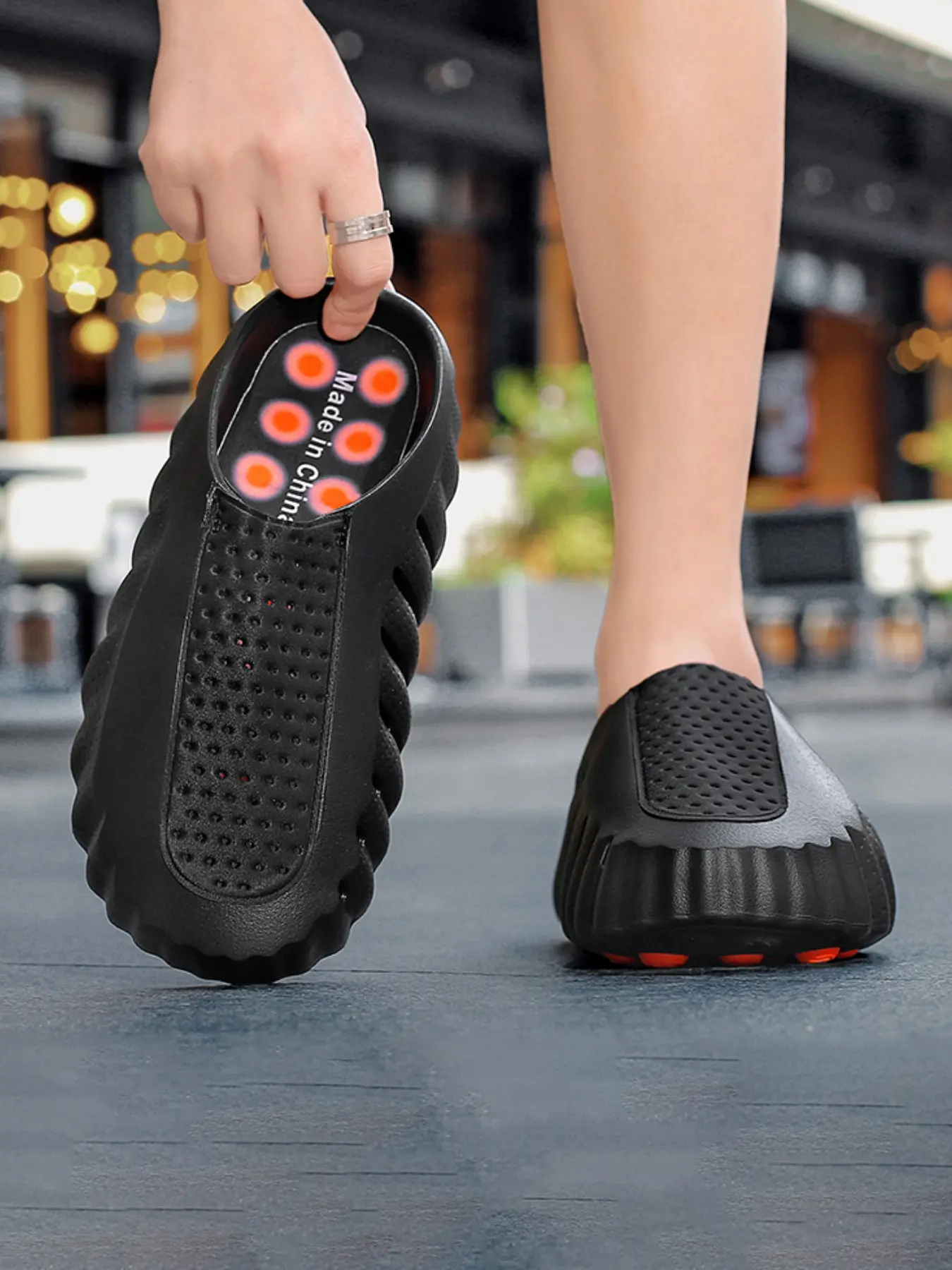 Sizes 38-45, Three Colors, Men's Athletic Outdoor Massage Ball Holes Shoes, High Elastic Eva Thick Sole Anti-Slip, Breathable Mesh Quick-Dry, Sports Shoes, Lightweight Breathable Footwear