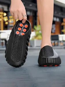 Sizes 38-45, Three Colors, Men's Athletic Outdoor Massage Ball Holes Shoes, High Elastic Eva Thick Sole Anti-Slip, Breathable Mesh Quick-Dry