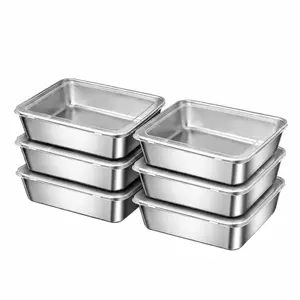 6pcs Stainless Steel Food Storage Containers with Lids – Reusable Meal Prep & Lunch Boxes | Stackable, Leakproof, Oven & Baking Safe | Non-Toxic, Heavy Duty, Dishwasher-Safe Kitchen & Refrigerator Organizer Bento Set