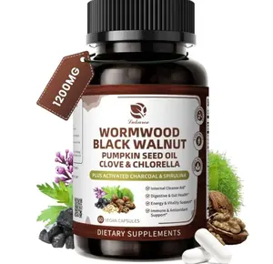 Lukaree Wormwood Black Walnut Cleanse for Human 1200mg – Ultra Gut Cleanse & Digestive Health w/Pumpkin Seed Oil,Clove,Activated Charcoal - for Men & Women Probiotic Capsules -Vegan,60 Count