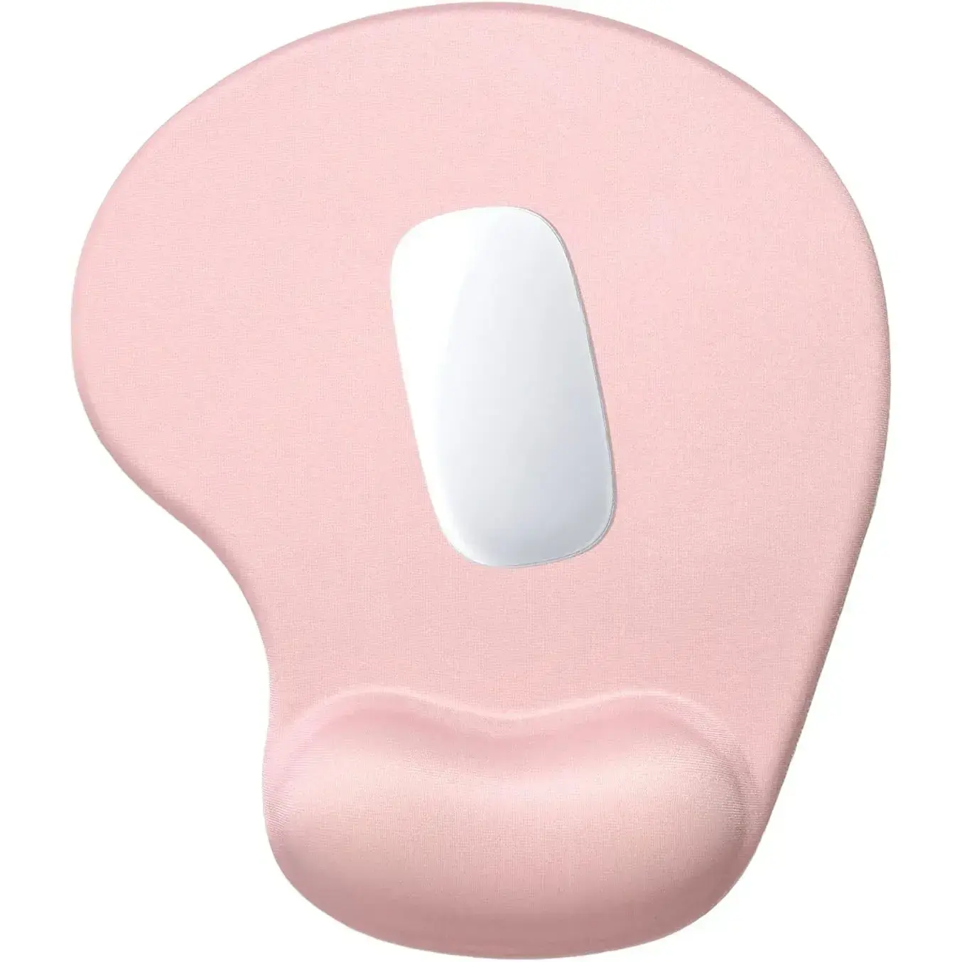 Ergonomic Rectangular Marble Mouse Pad with 0.9-in Gel Wrist Rest Support, 9.5x8.3 in, Non-Slip PU Base, Pain Relief Memory Foam Fabric, Smooth Tracking, Unisex Computer Desk Mat, Blush Pink Office Accessory