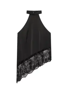 Women's Sleeveless Cut-Out Tank Top, Plain Design Fitted Fashionable Daily Wear, Non-Full Placket with Button & Collar