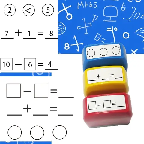 Mathematical Operation Stamps Set, Mathematical Exercises, Addition Subtraction Calculation Tools, Durable Abs Material, Appearance, Ideal for Homework, Office Teaching & Learning Use, Teaching Aids