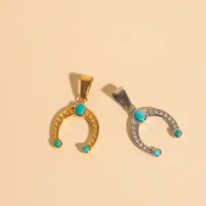 Turquoise Horseshoe Necklace Charm