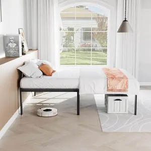 Heavy Duty Metal Bed Frame with Sturdy Steel Slat Support, Noise Free, Easy Assembly, Steel Slats Support, No Box Spring Needed