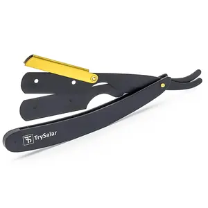 Professional Barber Straight Edge Razor with 10-Pack Blades, 100% Stainless Steel