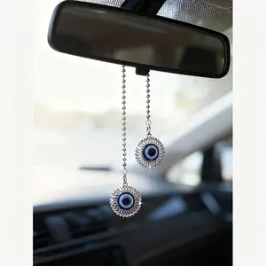 Personalized Car Pendant Rearview Mirror Hanging Ornament, Rhinestone Devil Eye Charm, Elegant Fashion Car Accessory, Car Hanging Decoration