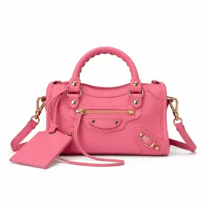 Pre-owned Balenciaga Calfskin Shoulder Bags BJ1101704048 City Mini Pink Shoulder Bag