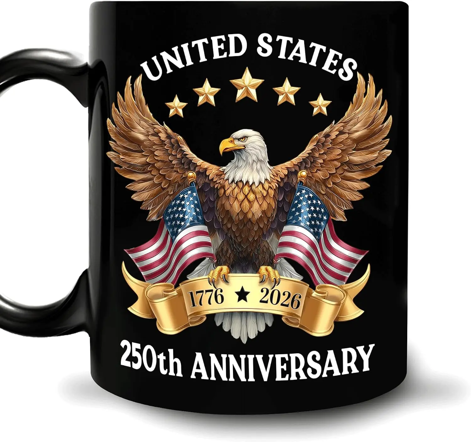 Ceramic USA 250th Anniversary Coffee Cup - 1776-2026 Contemporary Collectibles, US Eagle & American Flag Design, Handle Drinkware, Coffee Bar Decor Gift for Men, Eagle&Flag