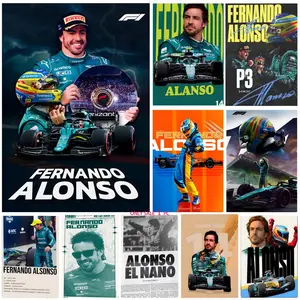 1PC F1 Racing Driver Fernando Alonso Poster Self-Adhesive Waterproof Art Sticker, Aesthetic Minimalist Wall Poster for Coffee Shop, Bar & Home Room Decor