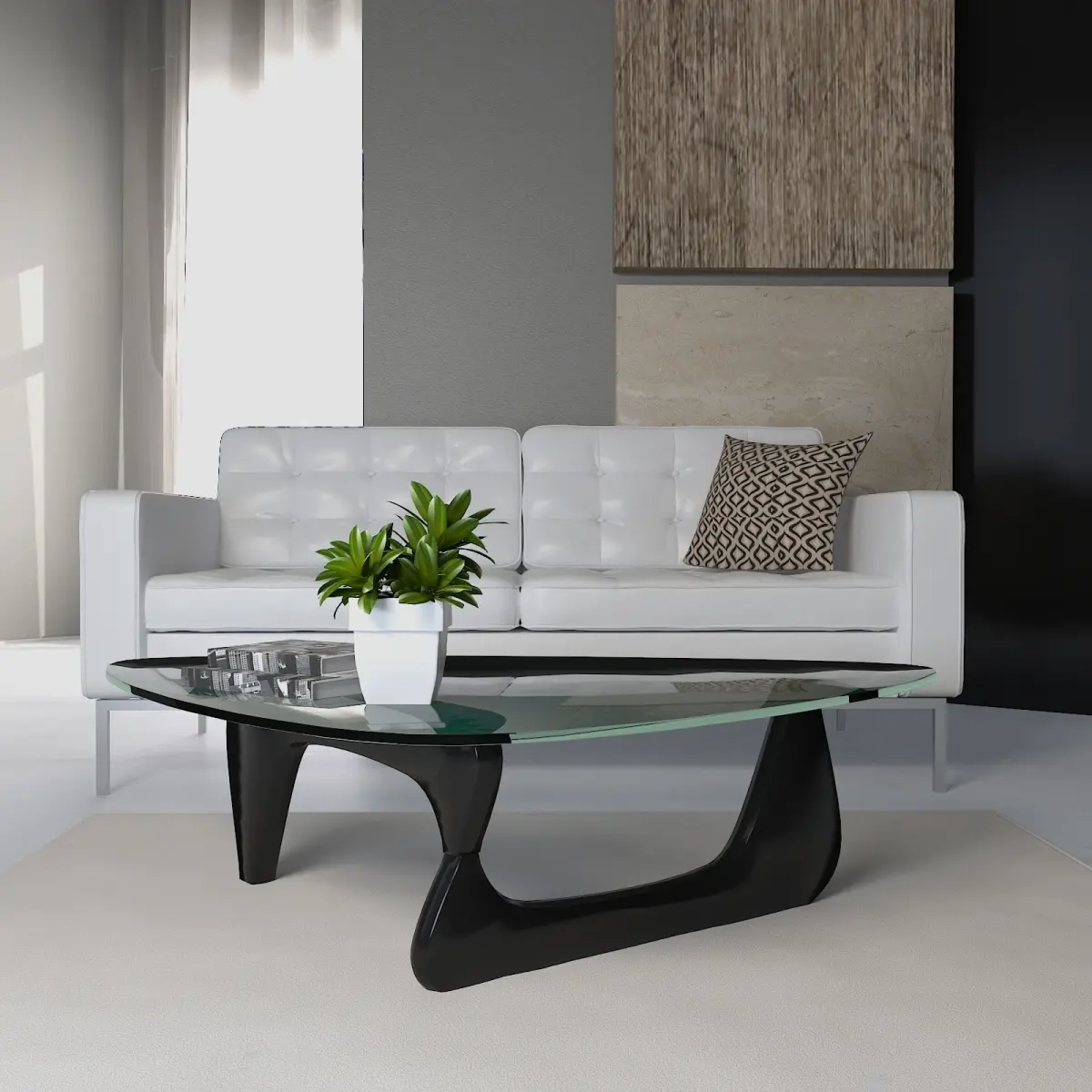 360 stand Imperial Triangle Modern Coffee Table - Scratch-Resistant, Black, Model NG52BL, 15.7x36.5x51.2 in, Indoor Furniture Living Room Table, Living Room Tables