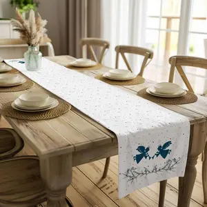 Hark the Herald Table Runner Snowflake Design Cotton Poly All Seasons Christmas Decor 16x72 & 16x90 Inches Hemmed Edges Durable Machine Washable