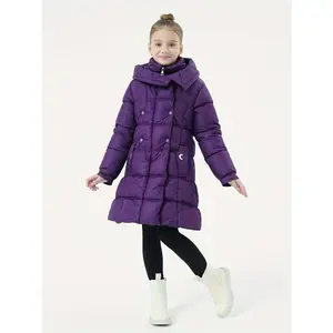 NewGirls' Hooded Jacket with / - Slim-Fit Winter Coat, Machine Washable Belted Waist & Flared Hem, Long Sleeve Warm Outerwear for Skiing, Snowboarding, (Pink/Black) - Age 4-12, Winter Clothes For Women, Winter Jacket For Girls, Long Winter Coats For Women