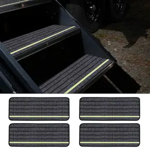 4 Pack RV Step Covers Non-Slip Camper Rug Carpet Set Reflective RV Stair Covers for Outdoor Adventures