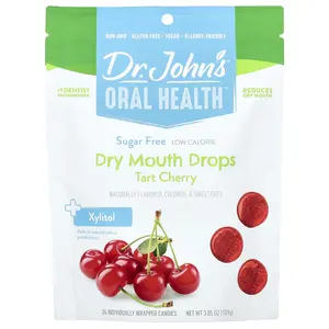 Dr. John's Healthy Sweets Oral Health™, Dry Mouth Drops, + Xylitol, Tart Cherry, 24 Individually Wrapped Candies, 3.85 oz (109 g)