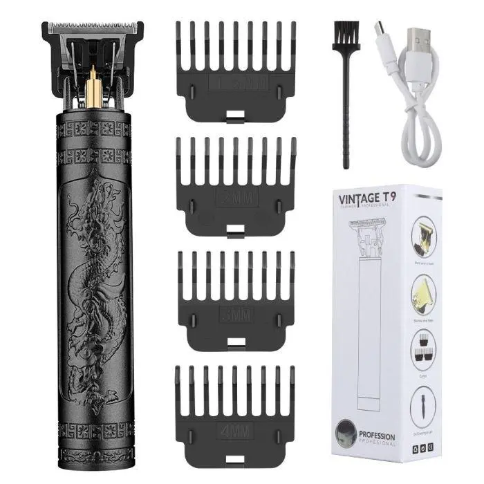 LQT Rechargeable T-Blade Men's Hair Clipper Set - Barber Grooming Equipment with 4 Guide Combs, USB Charge Cable, Steel Blade for Precise Cuts, Engraving & Mustache Trimming gift