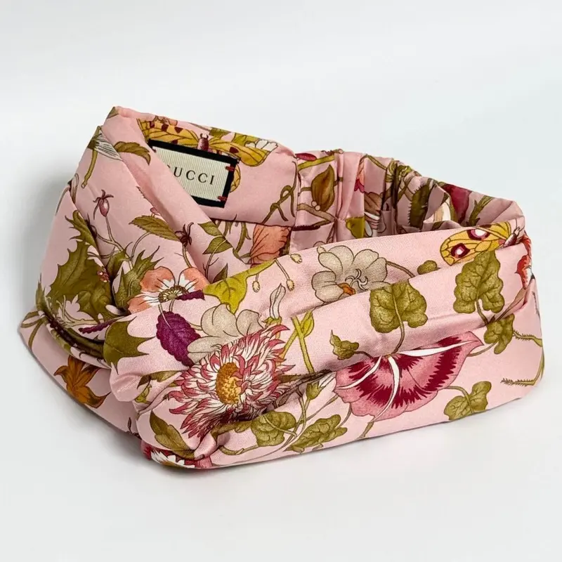 Gucci Floral GG Canvas Headband One Size Brown Pink Gucci Pink GG Monogram Canvas Headband – Vintage by Misty main image 2