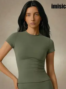 Women's Fitted Short Sleeve Fitness Top, Moisture-Wicking Sports T-Shirt, Yoga and Pilates Shaping Workout Clothes