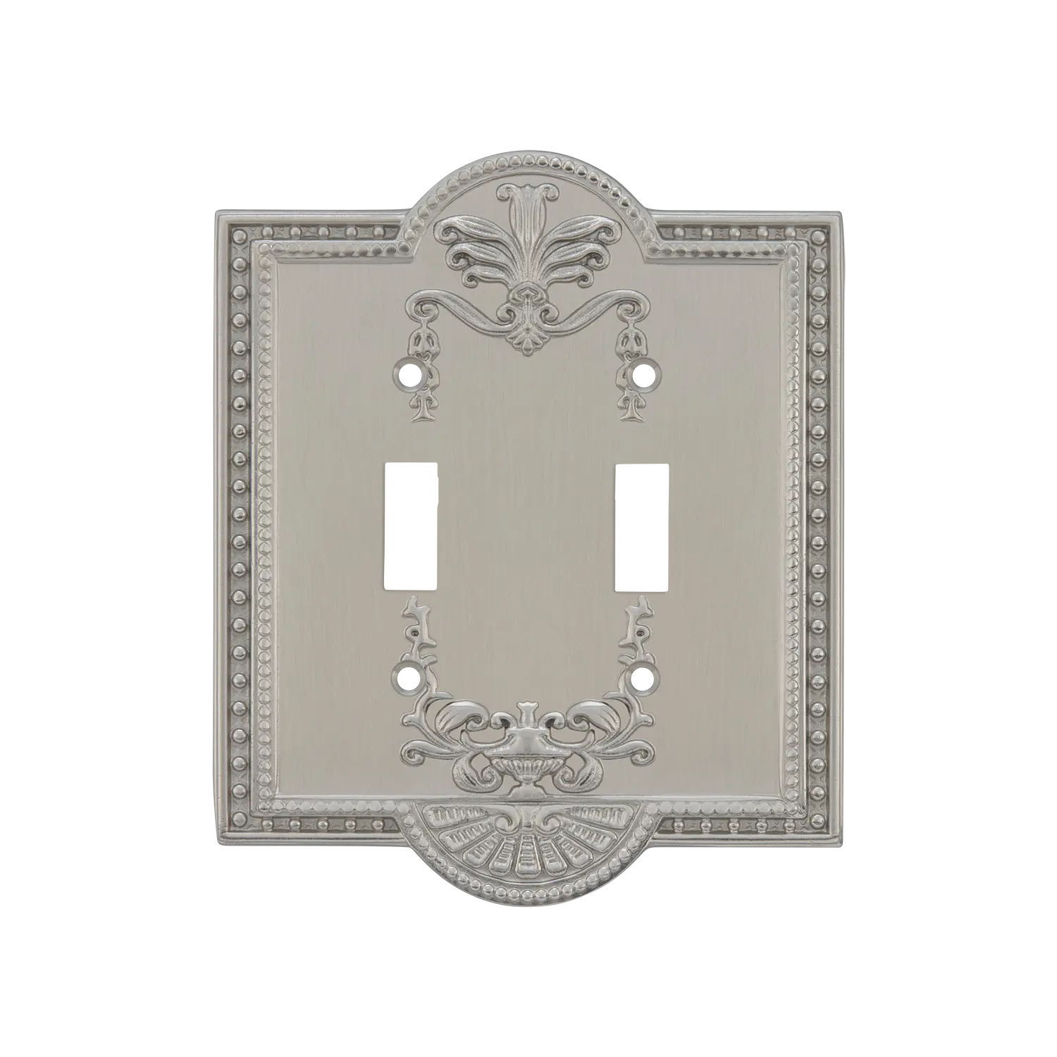 Meadows Switch Plate with Double Toggle in Satin Nickel