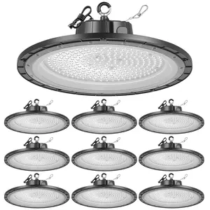 【Summervibes】VEVOR 10 Pack LED High Bay Lights, 5000K 200W 30000LM Super Bright UFO LED Warehouse Shop Lights, IP65 Waterproof, 100-277V Wide Voltage for Warehouse Workshop Factory Gym Garage Barn, Black