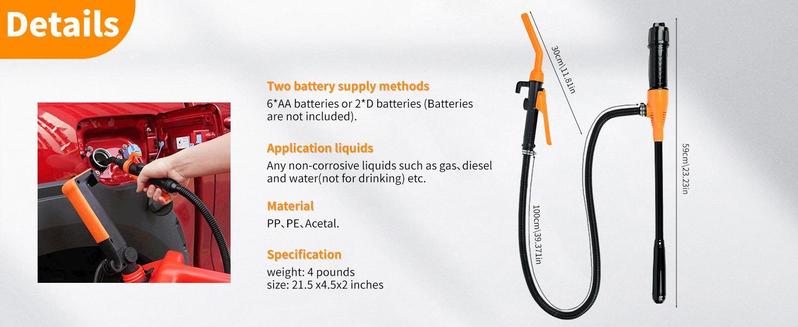 Cordless Fuel Transfer Pump for DeWalt 20V & Milwaukee 18V Batteries 2.4 GPM Portable Electric Gas Can Pump with 39'' Hose Adjustable Flow Control Cordless Operation