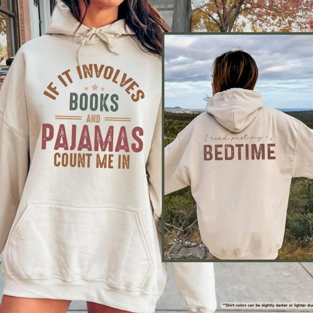 Books and Pajamas 2 Sided Hoodie, Funny Book Hoodie, Book Lover Gift, Bookworm, Librarian Gift, Bookish Shirt, Trending Graphic Hoodie, Comfortable Menswear & Womenswear Top, Perfect Gift For Men And Women, Aug1