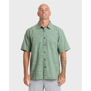 Quiksilver | Waterman Tiki Beach Short Sleeve Shirt | Men's Chest Pocket Soft Hand Feel | Beach Days