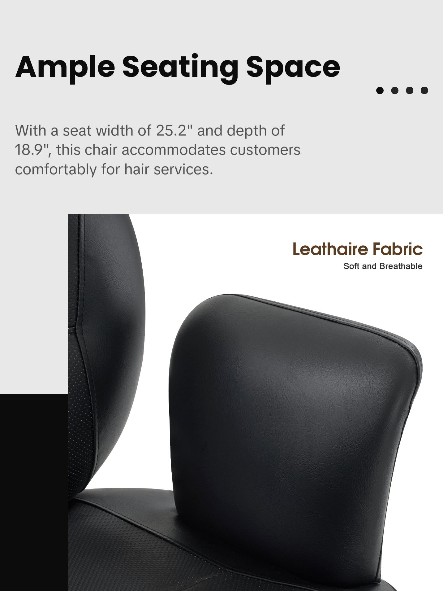 BarberPub Black Salon Chair, Breathable PVC Leather Beauty Chair for Hair Stylist 3082 BarberPub Black Salon Chair, Breathable PVC Leather Beauty Chair for Hair Stylist 3082