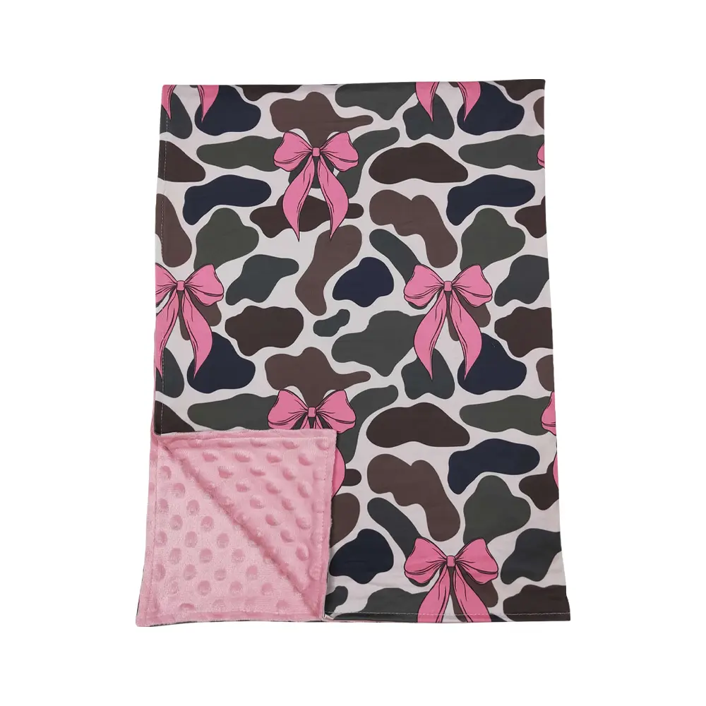 Pink Baby Hunting Camo Rainbow Minky Soft Fluffy Lightweight Throw Blanket, 29x43in Ample Size, Playful Design, Cozy, Versatile for Infants, Lightweight Blanket, Soft Fluffy Blanket