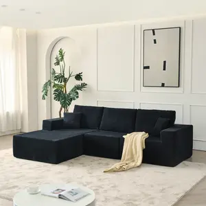 110" Cloud Modular Sectional Sofa,Boneless Couch, No Assembly, 3 seater with Ottoman & 2 Pillows, Perfect for Living Rooms and Bedrooms