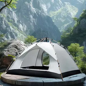 Silver Automatic Pop Up Outdoor Shelter Tent Portable Waterproof Sun Shade Camping Tent 2-3 3-4 Person Windproof Rain Resistant Foldable Travel Tent Perfect For Beach Fishing Camping Hiking Outdoor Daily Use