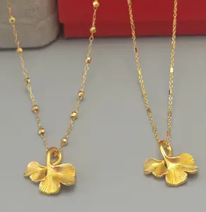 Apricot leaf necklace, made of copper alloy, not easily faded