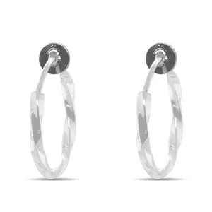 Silver Twisted Spring Clip On Hoop Earrings Silver Twisted Spring Clip On Hoop Earrings