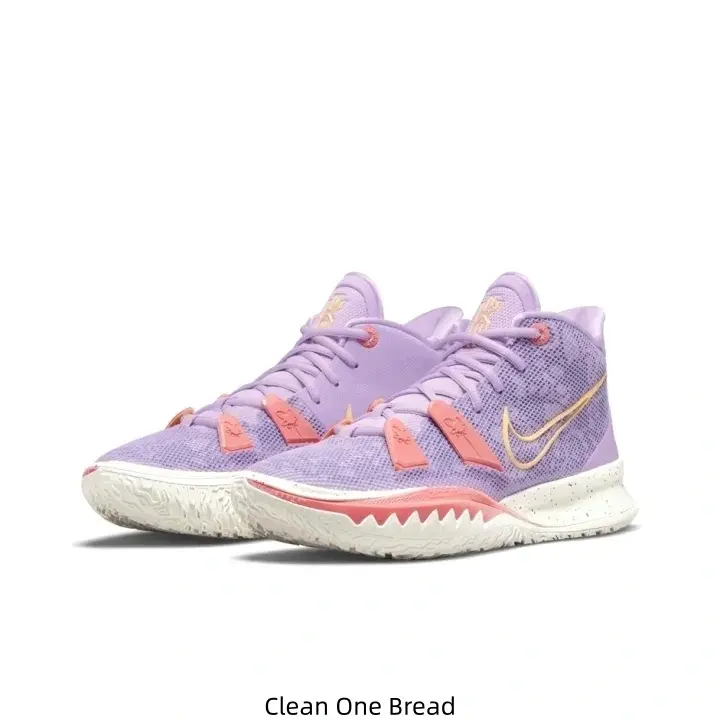 Lavender Pink Accent Mid Top Basketball Sneakers Gold Metallic Logo Jagged Pink Midsole Speckled White Outsole Shock Absorbing Anti Slip Court Training Athletic Shoes Unisex Men Women Performance Sports Footwear