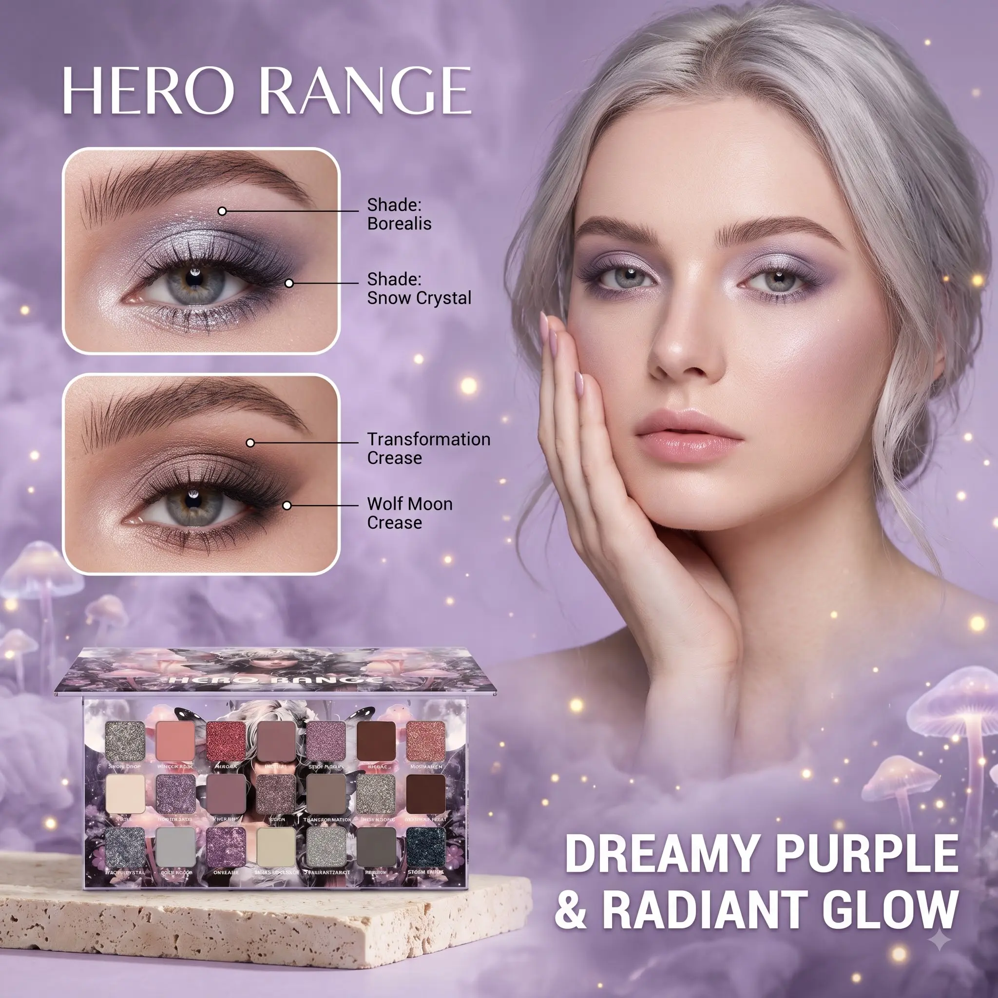 21‑Color Cool Moon Tone Eyeshadow Palette, Matte Shimmer Glitter Cool‑Toned Shades, High Pigment Blendable Waterproof Eyeshadow for Daily Smoky Eye Makeup